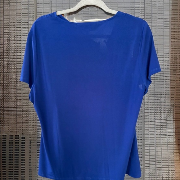 The Modern Abstract Royal Blue Blouse XL Short Sleeve Keyhole Neckline - Picture 2 of 2